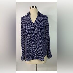 Express Polka Dot Button Down Long Sleeve Shirt